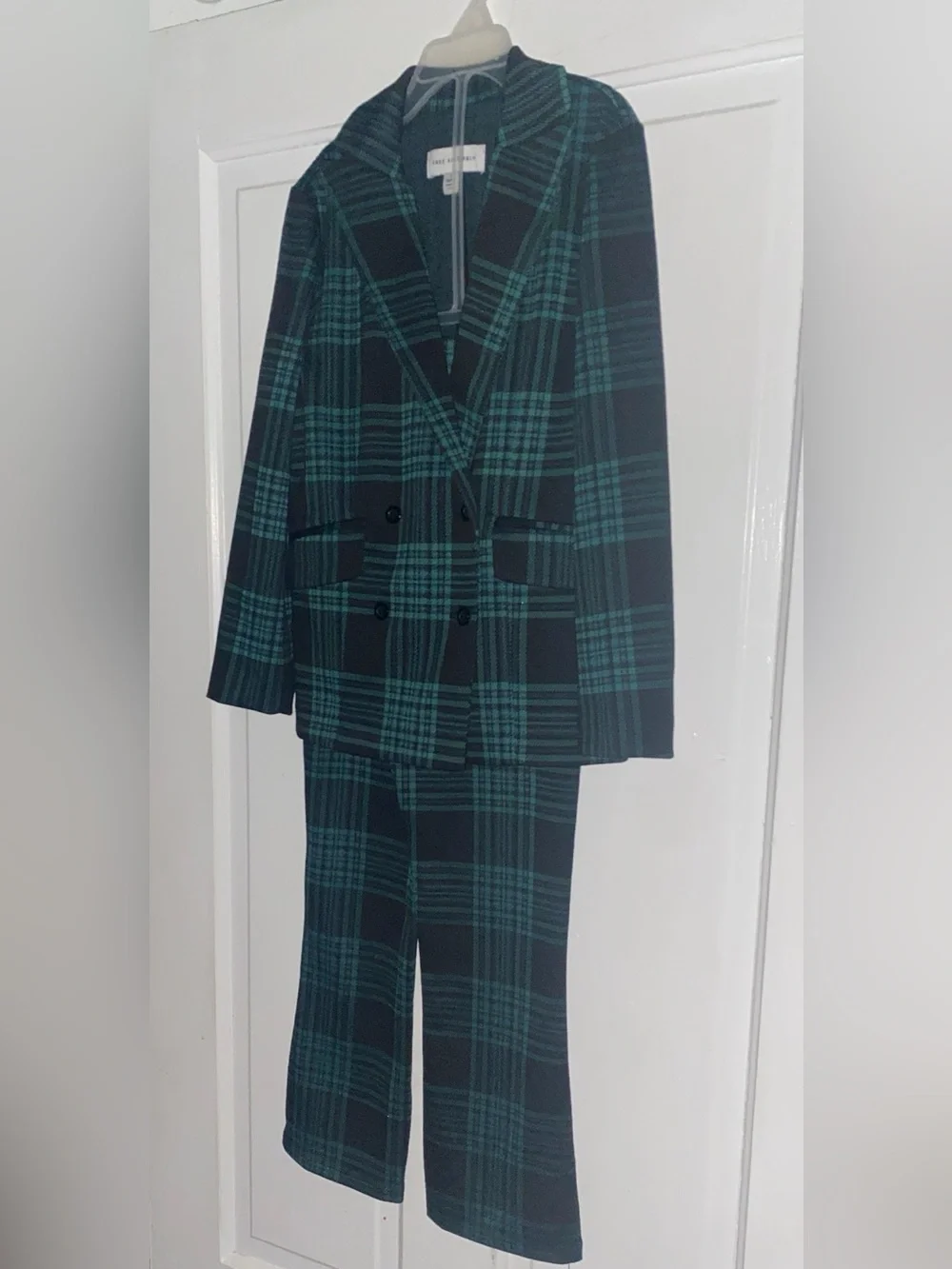 Free Assembly Girls Tartan Double Breasted Blazer and Flared Pant Set Sz 6/6x